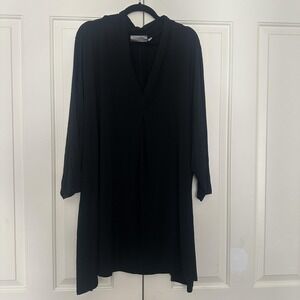 Avenue Shirt Womens 5X Plus Black V Neck 3/4 Sleeve Blouse Tunic Top Jersey Knit